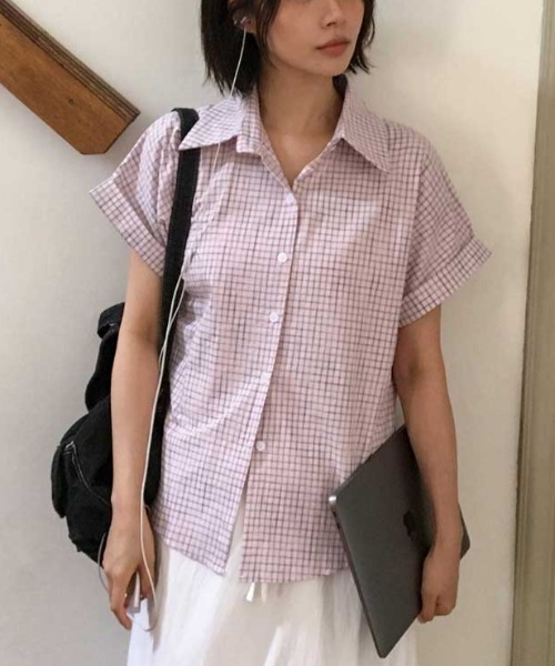 Vipoa(ヴィポア)の「roll up check shirt(シャツ/ブラウス・レディース・ホワイト/ピンク/アイボリー・FREE)」の19枚目の写真