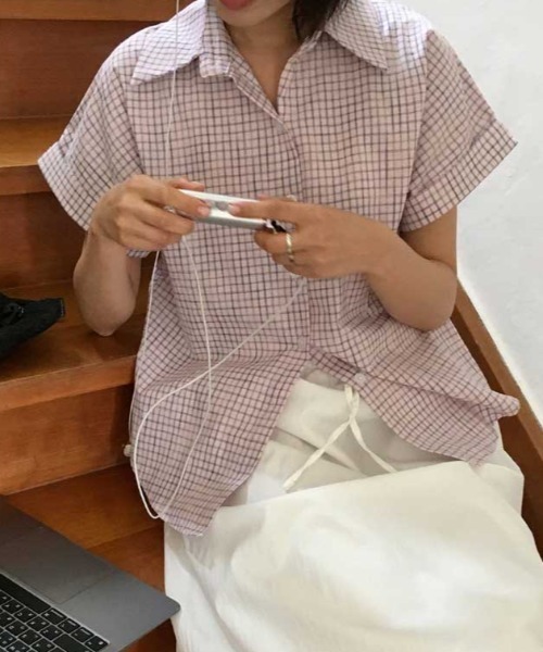 Vipoa(ヴィポア)の「roll up check shirt(シャツ/ブラウス・レディース・ホワイト/ピンク/アイボリー・FREE)」の21枚目の写真