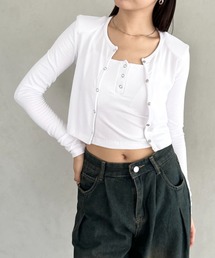 Bamm（バム）の「【2点セット】スナップボタンリブアンサンブル（アンサンブル）」