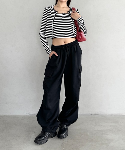 Bamm（バム）の「【2点セット】スナップボタンリブアンサンブル（アンサンブル・レディース・ブラック系その他/ホワイト/ブラック・FREE）」の19枚目の写真