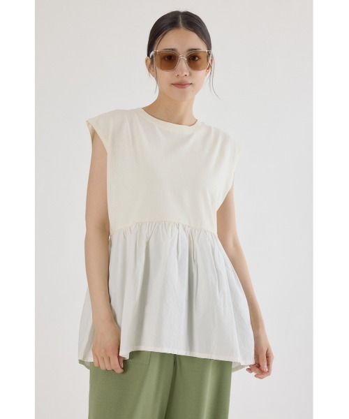 RODEO CROWNS WIDE BOWL（ロデオクラウンズワイドボウル）の「ピグメント切替フレアタンクトップ（タンクトップ・レディース・ミント/オフホワイト/ライトピンク/ブラック・FREE）」の2枚目の写真