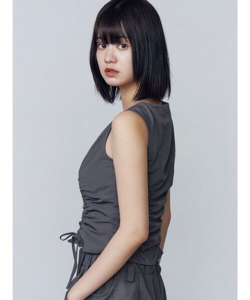 EMODA（エモダ）の「リボンギャザートップ（Tシャツ/カットソー・レディース・その他/ブラック/グレー・FREE）」の8枚目の写真