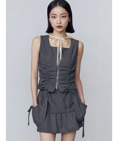 EMODA（エモダ）の「リボンギャザートップ（Tシャツ/カットソー・レディース・その他/ブラック/グレー・FREE）」の14枚目の写真