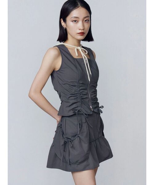 EMODA（エモダ）の「リボンギャザートップ（Tシャツ/カットソー・レディース・その他/ブラック/グレー・FREE）」の15枚目の写真