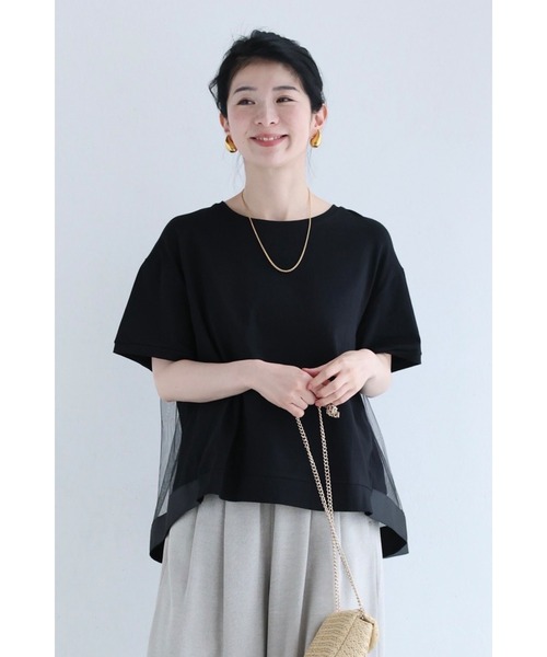cawaii（カワイイ）の「（黒）後ろ下がりベールのTシャツトップス（Tシャツ/カットソー・レディース・ブラック/ダークグレー/ホワイト・FREE）」の4枚目の写真