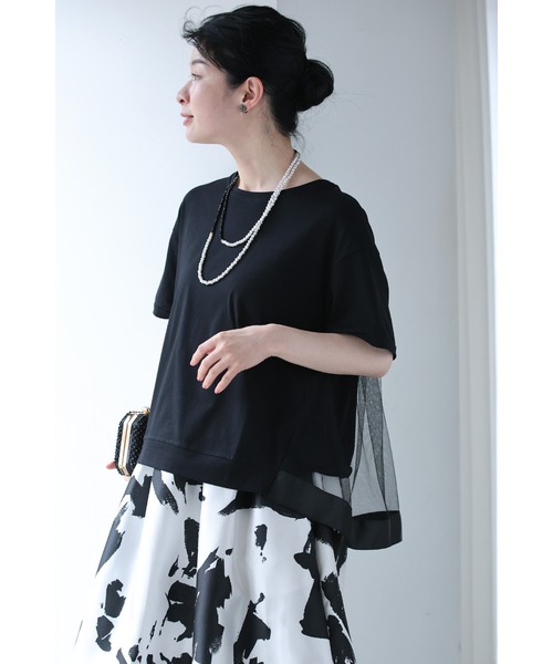 cawaii（カワイイ）の「（黒）後ろ下がりベールのTシャツトップス（Tシャツ/カットソー・レディース・ブラック/ダークグレー/ホワイト・FREE）」の8枚目の写真