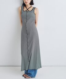 【Cup-in】chic border jersey dress