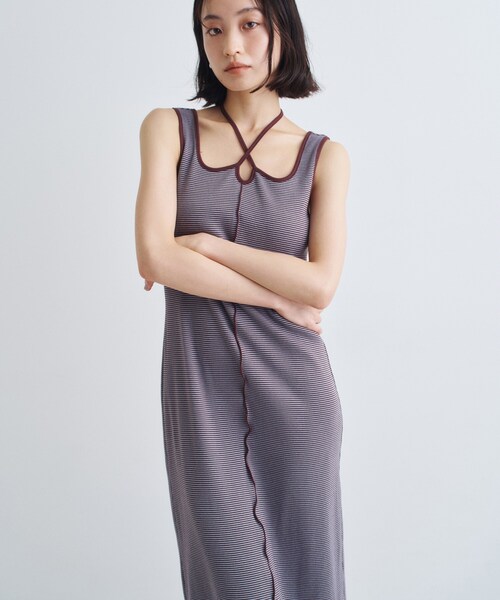 CODE A(コードエー)の「chic border jersey dress(ワンピース・レディース・ブラック系2/ホワイト系3/ブラウン系その他3・00)」の4枚目の写真
