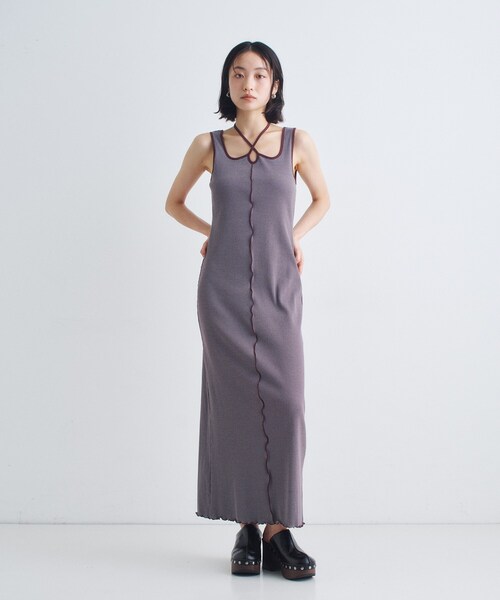 CODE A(コードエー)の「chic border jersey dress(ワンピース・レディース・ブラック系2/ホワイト系3/ブラウン系その他3・00)」の6枚目の写真