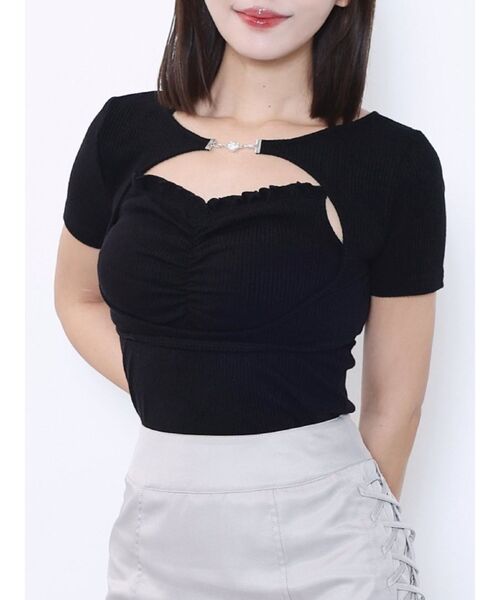 EATME（イートミー）の「ホルターネックレイヤードリブTOP（Tシャツ/カットソー・レディース・オレンジ/グレー/ブラック・FREE）」の2枚目の写真