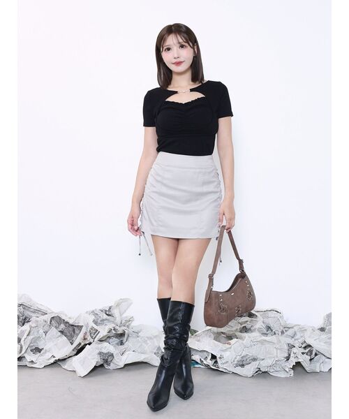 EATME（イートミー）の「ホルターネックレイヤードリブTOP（Tシャツ/カットソー・レディース・オレンジ/グレー/ブラック・FREE）」の4枚目の写真