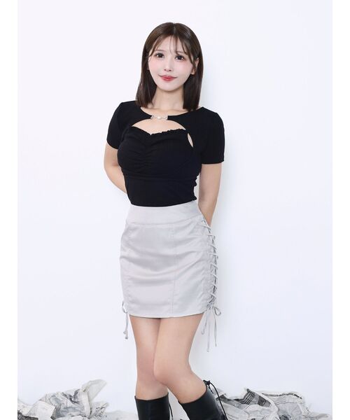 EATME（イートミー）の「ホルターネックレイヤードリブTOP（Tシャツ/カットソー・レディース・オレンジ/グレー/ブラック・FREE）」の6枚目の写真