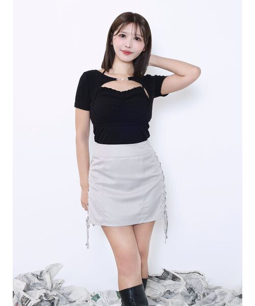 EATME（イートミー）の「ホルターネックレイヤードリブTOP（Tシャツ/カットソー・レディース・オレンジ/グレー/ブラック・FREE）」の7枚目の写真