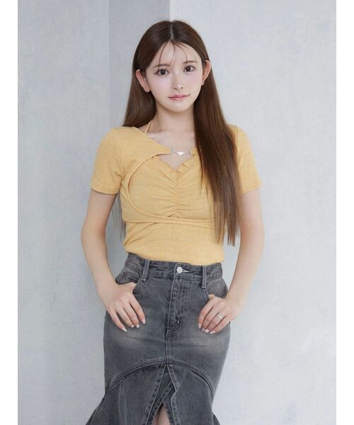 EATME（イートミー）の「ホルターネックレイヤードリブTOP（Tシャツ/カットソー・レディース・オレンジ/グレー/ブラック・FREE）」の12枚目の写真