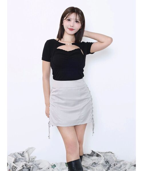 EATME（イートミー）の「ホルターネックレイヤードリブTOP（Tシャツ/カットソー・レディース・オレンジ/グレー/ブラック・FREE）」の14枚目の写真