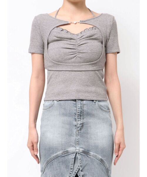 EATME（イートミー）の「ホルターネックレイヤードリブTOP（Tシャツ/カットソー・レディース・オレンジ/グレー/ブラック・FREE）」の18枚目の写真