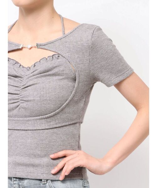 EATME（イートミー）の「ホルターネックレイヤードリブTOP（Tシャツ/カットソー・レディース・オレンジ/グレー/ブラック・FREE）」の22枚目の写真