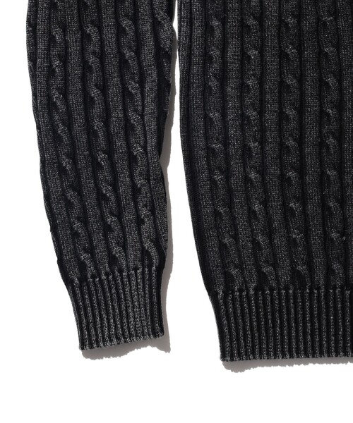 BEAMS PLUS（ビームスプラス）の「ピグメントダイ ケーブル ニット ポロシャツ（ポロシャツ・メンズ・ブラック/ベージュ・S/M/L/XL）」の5枚目の写真