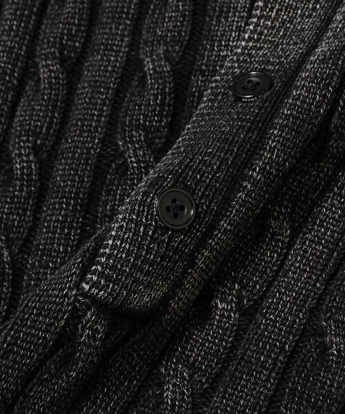 BEAMS PLUS（ビームスプラス）の「ピグメントダイ ケーブル ニット ポロシャツ（ポロシャツ・メンズ・ブラック/ベージュ・S/M/L/XL）」の12枚目の写真