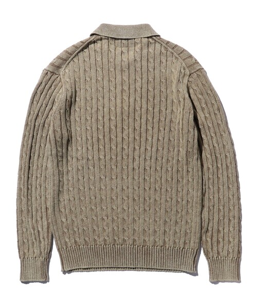 BEAMS PLUS（ビームスプラス）の「ピグメントダイ ケーブル ニット ポロシャツ（ポロシャツ・メンズ・ブラック/ベージュ・S/M/L/XL）」の17枚目の写真
