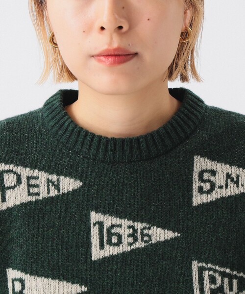 BEAMS BOY（ビームスボーイ）の「【1/15再値下げ】ペナント ニット プルオーバー（ニット/セーター・レディース・グリーン/ネイビー・ONE SIZE）」の11枚目の写真