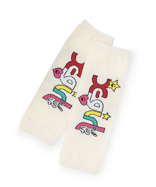 X-girl Stages(エックスガールステージス)の「ロゴ&キャラクターレッグウォーマー(その他ベビー用品・キッズ・アイボリー/レッド・F)」の1枚目の写真