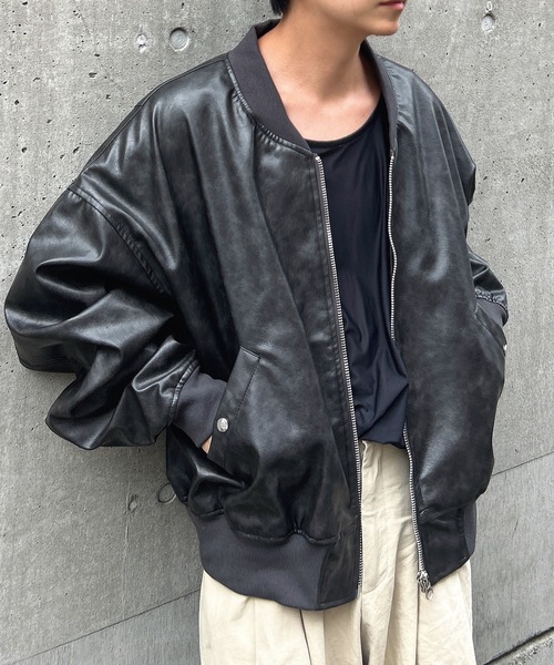MandO(Auntie Rosa)(エムオー)の「ヴィンテージライクレザーブルゾン(ブルゾン・メンズ・ダークブラウン/ブラック・LARGE/MEDIUM)」の1枚目の写真