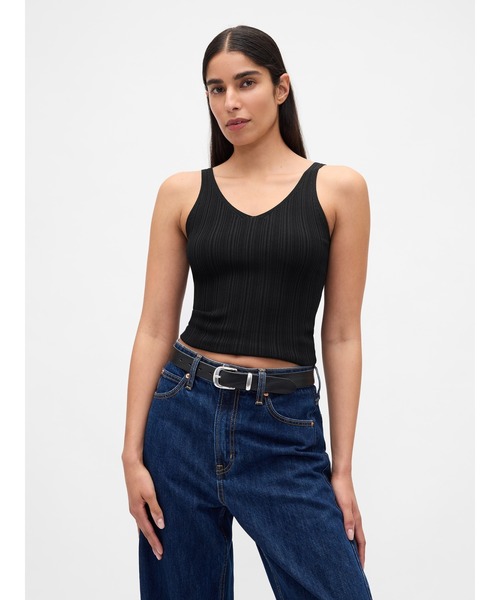 GAP（ギャップ）の「リブニット タンクトップ（ニット/セーター・レディース・ベージュ/ブラック・XS/S/M/L/XL/XXS）」の5枚目の写真