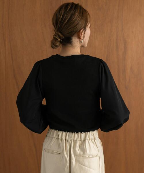 URBAN RESEARCH Sonny Label(アーバンリサーチサニーレーベル)の「『WEB限定』パフスリーブコンビプルオーバー(Tシャツ/カットソー・レディース・ベージュ/ブラック/オフホワイト・FREE)」の14枚目の写真