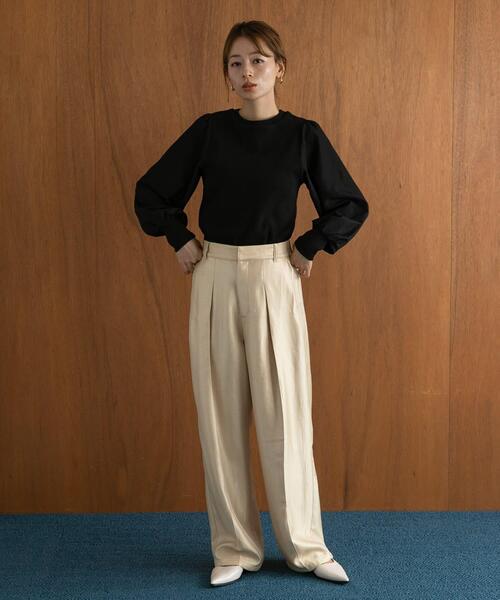 URBAN RESEARCH Sonny Label(アーバンリサーチサニーレーベル)の「『WEB限定』パフスリーブコンビプルオーバー(Tシャツ/カットソー・レディース・ベージュ/ブラック/オフホワイト・FREE)」の15枚目の写真