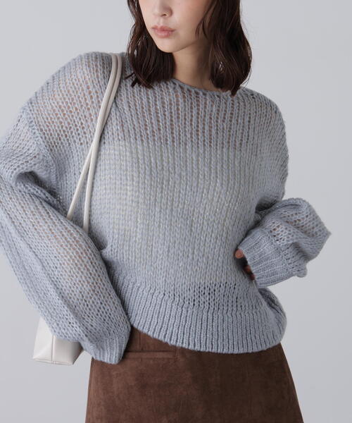 FREE'S MART（フリーズマート）の「◆シアーモヘヤライクラメニット（ニット/セーター・レディース・ホワイト/グレー/ブルー/ボルドー・FREE）」の3枚目の写真