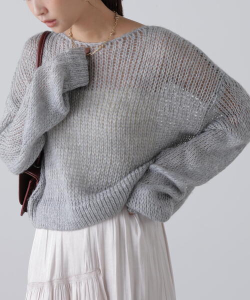 FREE'S MART（フリーズマート）の「◆シアーモヘヤライクラメニット（ニット/セーター・レディース・ホワイト/グレー/ブルー/ボルドー・FREE）」の6枚目の写真