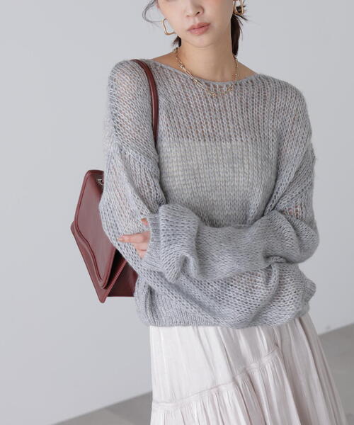 FREE'S MART（フリーズマート）の「◆シアーモヘヤライクラメニット（ニット/セーター・レディース・ホワイト/グレー/ブルー/ボルドー・FREE）」の7枚目の写真