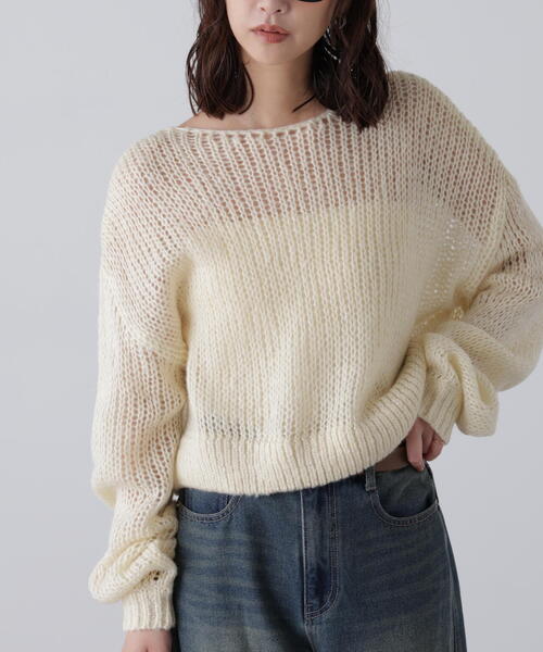 FREE'S MART（フリーズマート）の「◆シアーモヘヤライクラメニット（ニット/セーター・レディース・ホワイト/グレー/ブルー/ボルドー・FREE）」の13枚目の写真