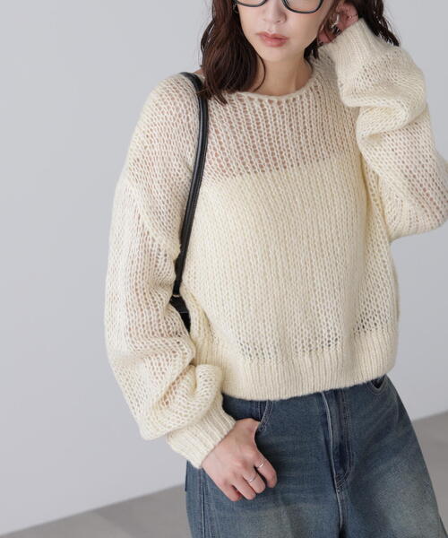 FREE'S MART（フリーズマート）の「◆シアーモヘヤライクラメニット（ニット/セーター・レディース・ホワイト/グレー/ブルー/ボルドー・FREE）」の14枚目の写真