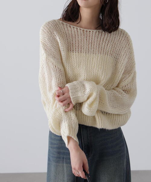 FREE'S MART（フリーズマート）の「◆シアーモヘヤライクラメニット（ニット/セーター・レディース・ホワイト/グレー/ブルー/ボルドー・FREE）」の15枚目の写真