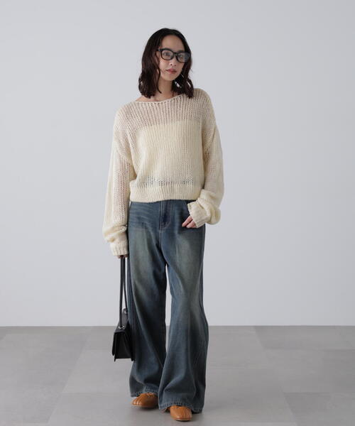 FREE'S MART（フリーズマート）の「◆シアーモヘヤライクラメニット（ニット/セーター・レディース・ホワイト/グレー/ブルー/ボルドー・FREE）」の16枚目の写真