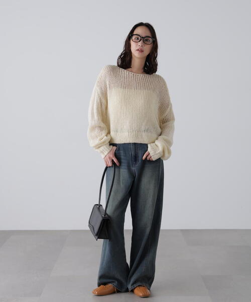 FREE'S MART（フリーズマート）の「◆シアーモヘヤライクラメニット（ニット/セーター・レディース・ホワイト/グレー/ブルー/ボルドー・FREE）」の17枚目の写真