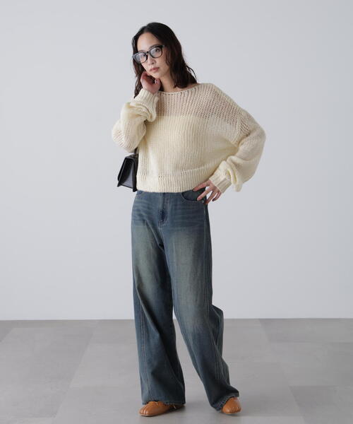 FREE'S MART（フリーズマート）の「◆シアーモヘヤライクラメニット（ニット/セーター・レディース・ホワイト/グレー/ブルー/ボルドー・FREE）」の18枚目の写真