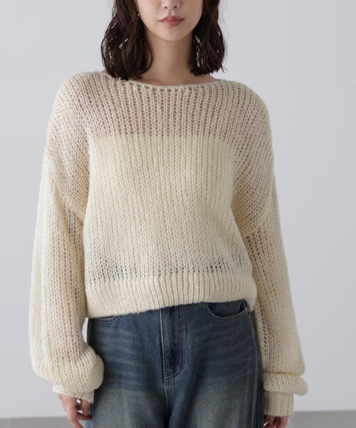 FREE'S MART（フリーズマート）の「◆シアーモヘヤライクラメニット（ニット/セーター・レディース・ホワイト/グレー/ブルー/ボルドー・FREE）」の19枚目の写真