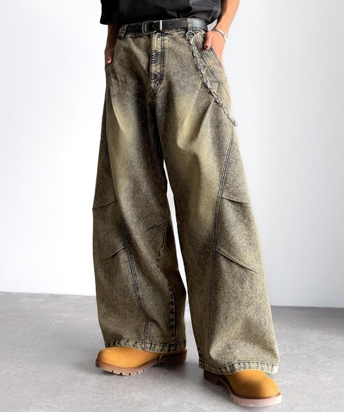 Classical Origin(クラシカルオリジン)の「3Dタック&ダーツデザインバレルレッグワイドデニム/3D Tucked&Darted Barrel-Leg Wide Denim(デニムパンツ・メンズ・ブルー系2/ブラック・MEDIUM/LARGE/SMALL)」の20枚目の写真