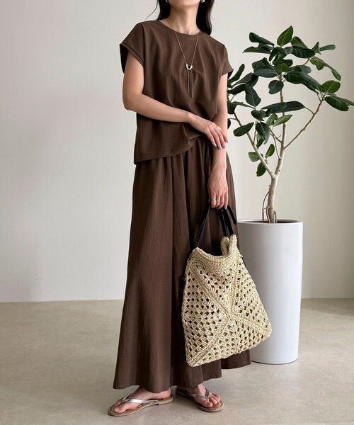 fredy emue（フレディエミュ）の「《セットアップ対応》タンブラー鹿の子フレアースカート（スカート・レディース・アイボリー/ブラウン/チャコールグレー・38/36）」の7枚目の写真