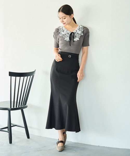 31 Sons de mode（トランテアン　ソン　ドゥ　モード）の「2025秋冬新作 アソート柄ベルト付マーメイドスカート（スカート・レディース・ブラック/グレー/ベージュ/マスタード・M/S）」の6枚目の写真