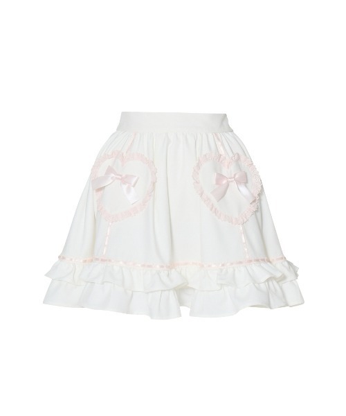 Fiorforte(フィオルフォルテ)の「Heart frill skirt(スカート・レディース・ホワイト/ピンク・FREE)」の1枚目の写真