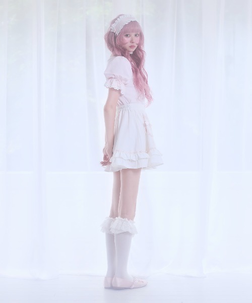 Fiorforte(フィオルフォルテ)の「Heart frill skirt(スカート・レディース・ホワイト/ピンク・FREE)」の4枚目の写真