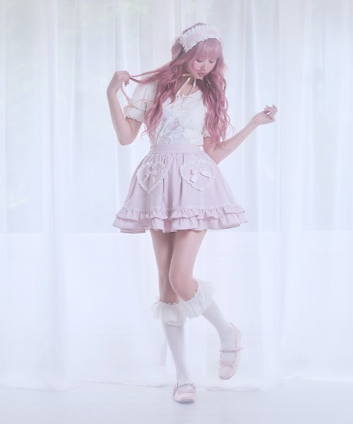 Fiorforte(フィオルフォルテ)の「Heart frill skirt(スカート・レディース・ホワイト/ピンク・FREE)」の6枚目の写真