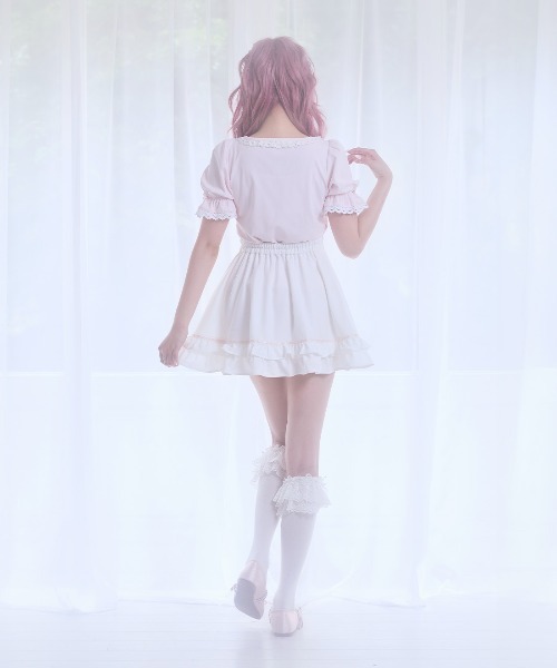 Fiorforte(フィオルフォルテ)の「Heart frill skirt(スカート・レディース・ホワイト/ピンク・FREE)」の5枚目の写真