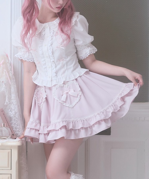 Fiorforte(フィオルフォルテ)の「Heart frill skirt(スカート・レディース・ホワイト/ピンク・FREE)」の18枚目の写真