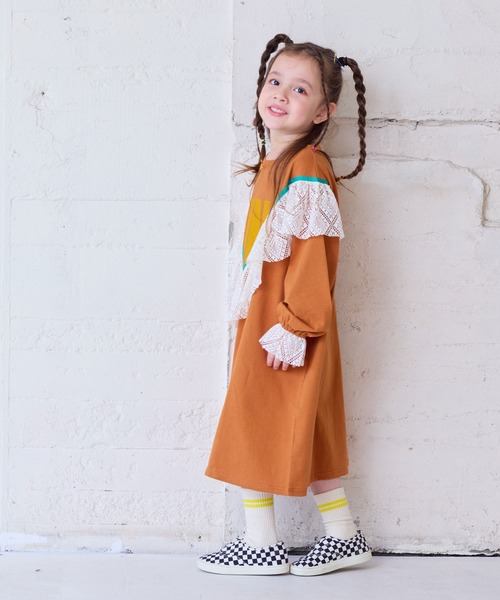 MARKEY'S(マーキーズ)の「レースフリルワンピース(ワンピース・キッズ・オレンジ/ピンク/オフホワイト・90/100/110/120/130/140/150)」の8枚目の写真