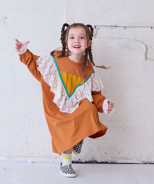 MARKEY'S(マーキーズ)の「レースフリルワンピース(ワンピース・キッズ・オレンジ/ピンク/オフホワイト・90/100/110/120/130/140/150)」の11枚目の写真